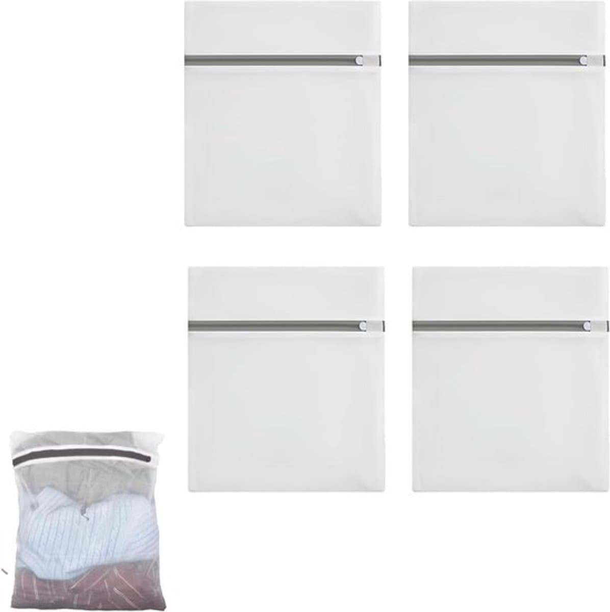 Set van 4 wasnetten voor delicate was - ademend fijn gaas - beschermt lingerie, sokken en babykleding - met rits - veilig voor wasmachine en droger — afbeelding 1