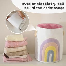 Grote Roze Wasmand van Canvas 58L met Trekkoord - Ideaal voor Baby Kleding en Speelgoed, Ruimtebesparend en Duurzaam — thumbnail 2