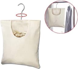 Dailygoods- Wasknijperzak Duurzaam - Wasknijpertas - Opbergtas - Hangende Wasknijperzak - 2 Stuks - 27 x 32 cm - Beige — thumbnail 5