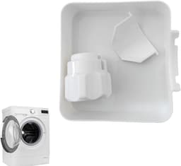 Lekbak wasmachine - set 3 stuks（Waterbak + universele geleideschoep + moer）- 17,8 ×17,8 x 5cm - Lekbak voor Wasmachine en Vaatwasser - Vloerbescherming tegen waterschade - universele - wateropvangbak voor kelder, woning, camper - wit — thumbnail 3