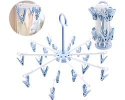 Sokkendroger - Blauw - Opvouwbaar en Compact - 360° Draaibaar - Voor Sokken en Ondergoed