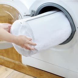 SnelShoppen - 2 Stuks Mesh Waszakken met Rits voor Kleding, Ondergoed en Bh's, Rond, Ademend Polyester, Grijs en Wit, Perfect voor de Wasmachine — thumbnail 3