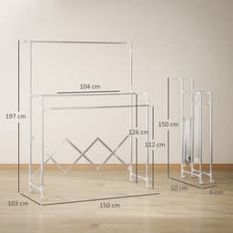 COVREO Droogtoren 150x103x197 cm zilver, staal met 3 verstelbare stangen — thumbnail 4