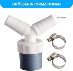 SnelShoppen - Afvoeraansluitset Wasmachine, 3 Stuks Afvoer Y-Adapter, Dubbele Aansluiting voor Vaatwasser, Droger, Wasmachine van Duurzaam Kunststof — thumbnail 5