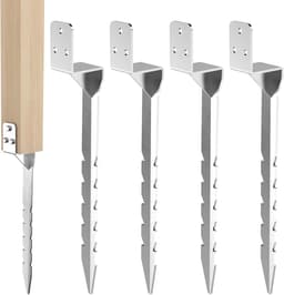 SnelShoppen - Set van 4 Impact Sleeves L-vormige Grondankers 50 cm van Verzinkt Staal voor Hamerinstallatie, Ondersteuning voor Houten Posts, Speeltor — thumbnail 1