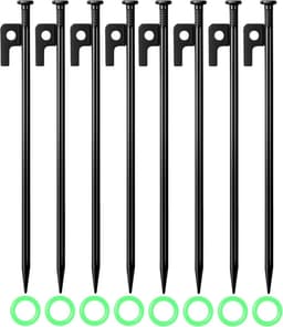 SnelShoppen - Pack van 8 Grondankers, Grondanker 35 cm, Stevige Metalen Peggen, Tentpeggers, Stormbestendig voor Buiten Camping, Hiking en Outdoor Act — thumbnail 1