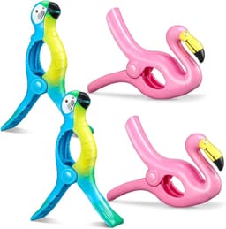 Handdoekklemmen voor strandstoelen, 4 stuks Grote strandhanddoek klemmen Flamingo strandhanddoek clips handdoekklemmen Flamingo wasknijpers voor wasgoed strandhanddoek badhanddoek zwembad (Roze A) — thumbnail 1