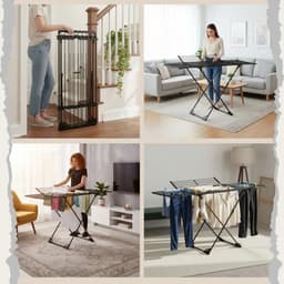 KINGHoff - Droogrek - Opvouwbaar Wasrek Verstelbaar - Staand Wasdroogrek - Inklapbaar Kledingrek - Wasrek voor Binnen en Balkon - Max. 20 kg - 108–180 x 96 x 101 cm - Zwart — thumbnail 5