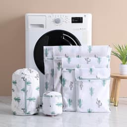 Verstevigde mesh-waszakken – Geschikt voor kwetsbare stoffen – Geschikt voor de wasmachine – Voorkomt in de knoop raken – Met ritssluiting – 6-delige set – Avocadopatroon — thumbnail 3