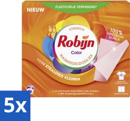 5 x Robijn Classics - Color - Wasmiddeldoekjes - 16 Wasstrips - Kleurbehoud - Wasmiddel - Wasstrips - Wasdoekjes - Wasmiddeldoekjes — thumbnail 1