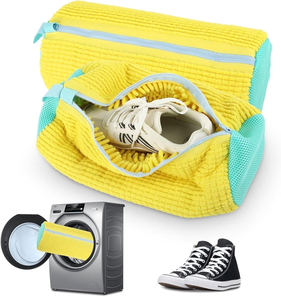 Wasnetjes met ritssluiting - Wit - 35 x 30 cm - Synthetisch Vezelnet - Voor Schoenen in de Wasmachine — afbeelding 1