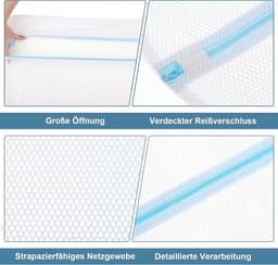 Wasnetjes met ritssluiting - Wit - 90 x 110 cm - Groot Polyester Wasnet - Voor Delicate Kleding en Dagelijks Gebruik — thumbnail 2