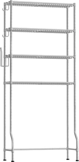Metaal Wasmachine rek - Wasmachine rek met opbergruimte en haken- verstelbare planken - Toilet kast - Zilver - 30 x 83 x 176 cm — thumbnail 5