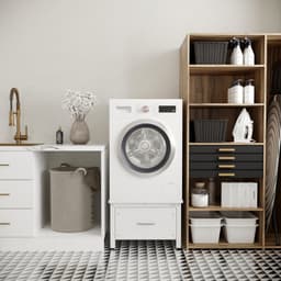 Wasophoogte® Wasmachine verhoger met lade - Wasmachine opbouwmeubel - Wasmachine sokkel - 42cm hoog - Wit - Universeel - Inclusief Lekbak — thumbnail 5