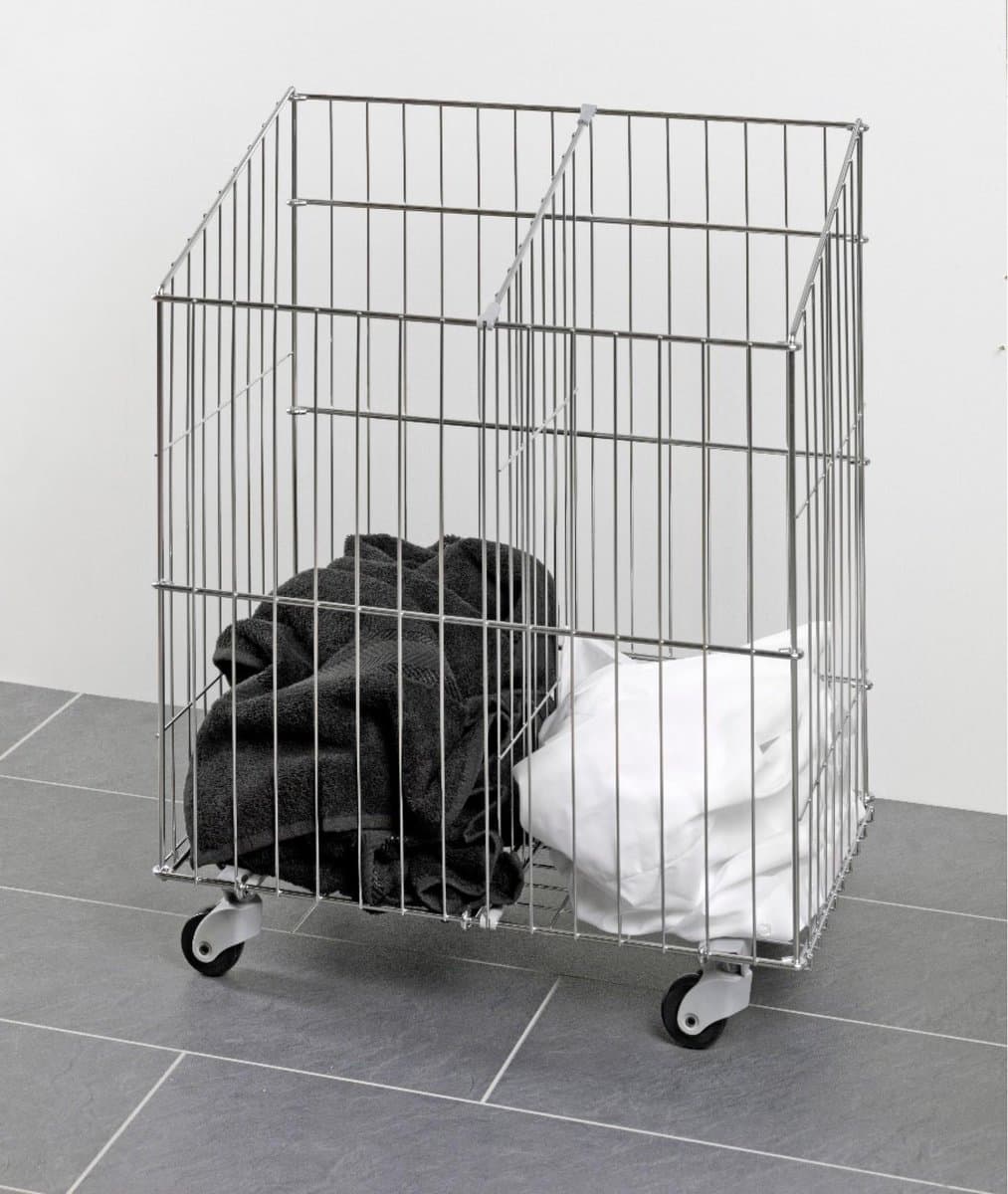Eleganca ophangbare en verrijdbare wasmand - wassorteerder - wasmand 2 vakken - verstelbare vakverdeling - luxe waskorf - metaal - 32x50x55cm - verrijdbaar/met zwenkwielen — afbeelding 1