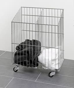 Eleganca ophangbare en verrijdbare wasmand - wassorteerder - wasmand 2 vakken - verstelbare vakverdeling - luxe waskorf - metaal - 32x50x55cm - verrijdbaar/met zwenkwielen — thumbnail 1