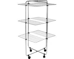 Urban Living Wasrek/droogrek - zilver - metaal - 65 x 65 x 115 cm - staand — afbeelding 1