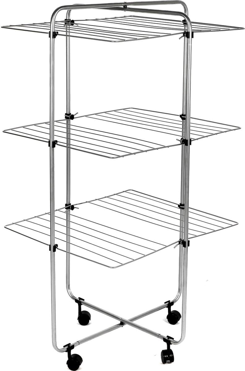 Urban Living Wasrek/droogrek - zilver - metaal - 65 x 65 x 115 cm - staand — afbeelding 1