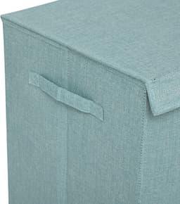 5Five Eureka sorteer wasmand - 2x - 74 liter - lichtblauw - 37 x 37 x 60 cm - MDF/Polyester stof - met afsluitklep — thumbnail 2