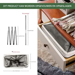 Opvouwbare Wasmand op Wieltjes - Dunne Waterdichte Wasmand - Geschikt voor Huishoudelijk Gebruik - Beige - Compact Formaat - 1 stuk — thumbnail 4