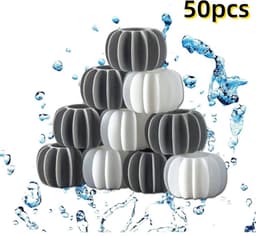 50-pack - Herbruikbare magische wasballen - Anti-klit wasballen - Veilig voor de wasmachine - Siliconen drogerballen (25 grijs + 25 wit) — thumbnail 1