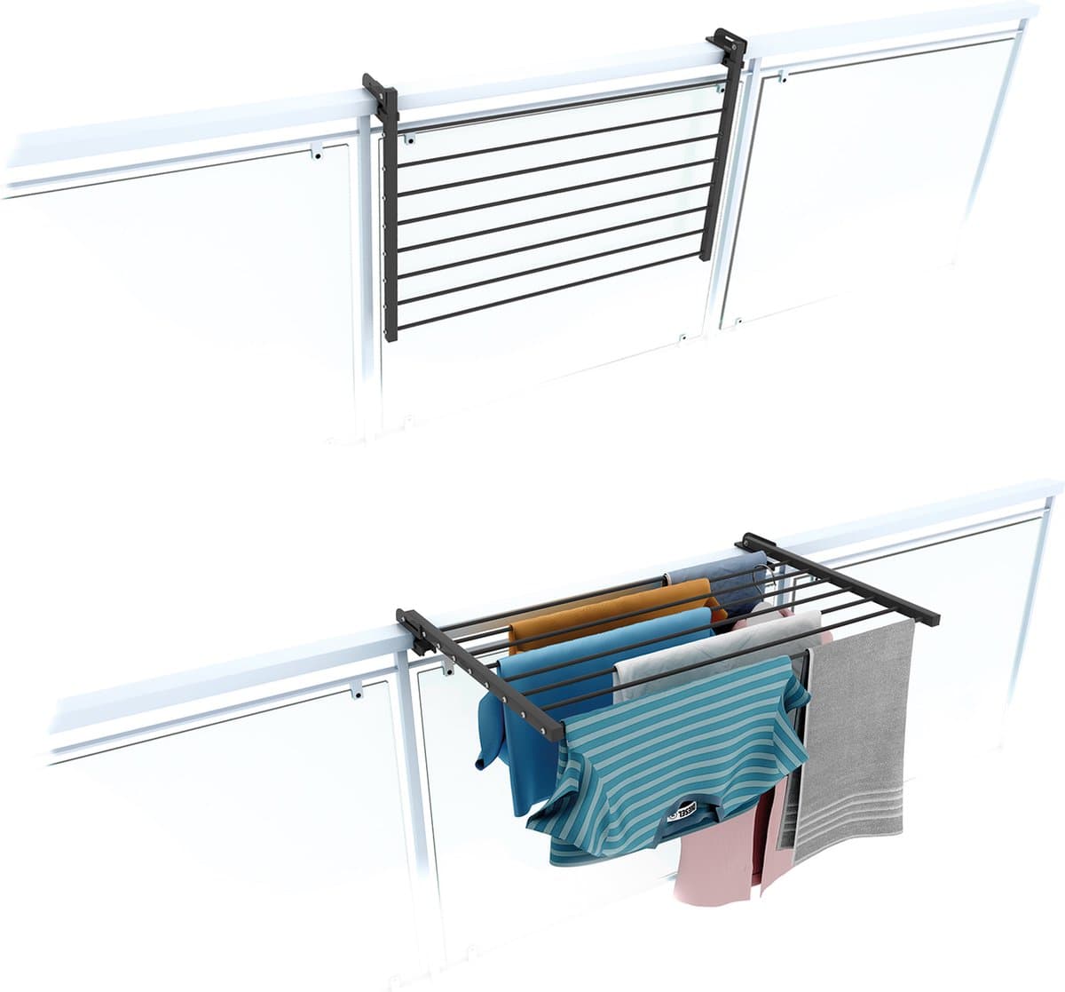 Foxydry Duo 82 cm balkon wasrek - antraciet - rechthoekige reling — afbeelding 1