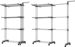 DailySupplies® Wasrek Inklapbaar op Wieltjes - Droogmolen - Droogtoren Staand - Zilver — thumbnail 1