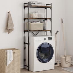 Wasmachine rek - Opbergrek - Wasmachine meubel - Opbouwmeubel - Toilet Rek - 67x25x163 cm - Hout - Gerookt Eiken — thumbnail 4