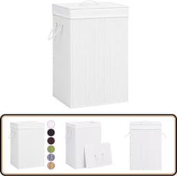 vidaXL - Wasmand - met - 2 - vakken - 72 - L - bamboe - wit — thumbnail 2