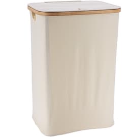 Tendance Wasmand met deksel - bamboe hout - 70L - naturel wit - 60 x 40 x 30 cm - was sorteren — thumbnail 1