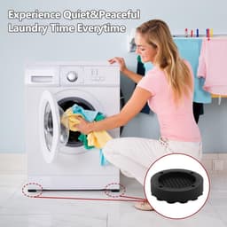 4-Pack antislip rubberen stabilisatoren, anti-kras- en bedwielstoppers, wasmachine anti-vibratie pads met sterke adsorptie zuignappen voor wasmachines en drogers (zwart) — thumbnail 5