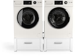 Wasophoogte® Wasmachine verhoger met lade - Dubbele wasmachine opbouwmeubel XL - Wasmachine sokkel - 31cm hoog - Wit - Universeel - 63*63 (LxB) - Inclusief wandbeugels — thumbnail 3