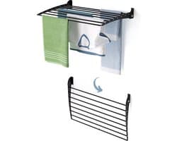 Foxydry Fold 82 cm DOWN - black - wasdroogrek wandmontage clicksysteem - neerwaartse sluiting - 82 x 50 x 10 cm — afbeelding 1