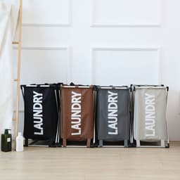 Wasmand Laundry met afsluitbaar vak - 30 L - Wasmanden 1 vak - Badkamer - Opvouwbaar - Waszak - Wasmand 1 vak - Grijs — thumbnail 3