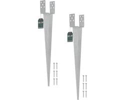 Set van 2 inslaghulzen - paaldragers verstelbaar 0-160 mm - thermisch verzinkt - voor houten palen