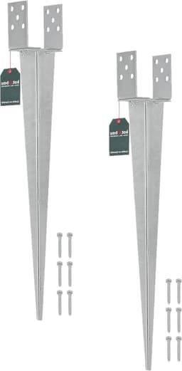 Set van 2 inslaghulzen - paaldragers verstelbaar 0-160 mm - thermisch verzinkt - voor houten palen — thumbnail 1