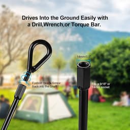 Set van 4 stuks - Grondankers 38 cm lang en 12.7 cm dik - Heavy duty voor tenten, luifels, schuren, trampoline en schommels — thumbnail 5