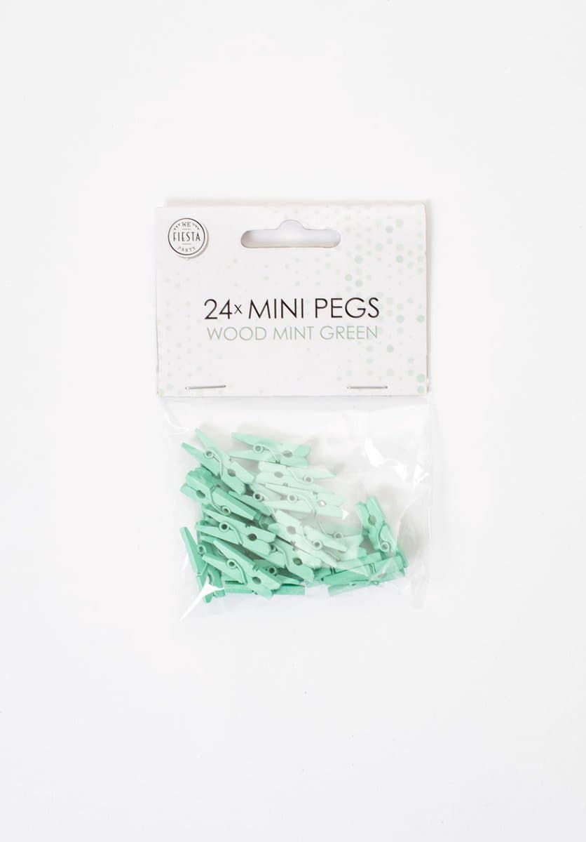 24 Mini houten knijpers Mint Groen - Feest Thema Polaroid Foto Ophangen Klein Knijper — afbeelding 1