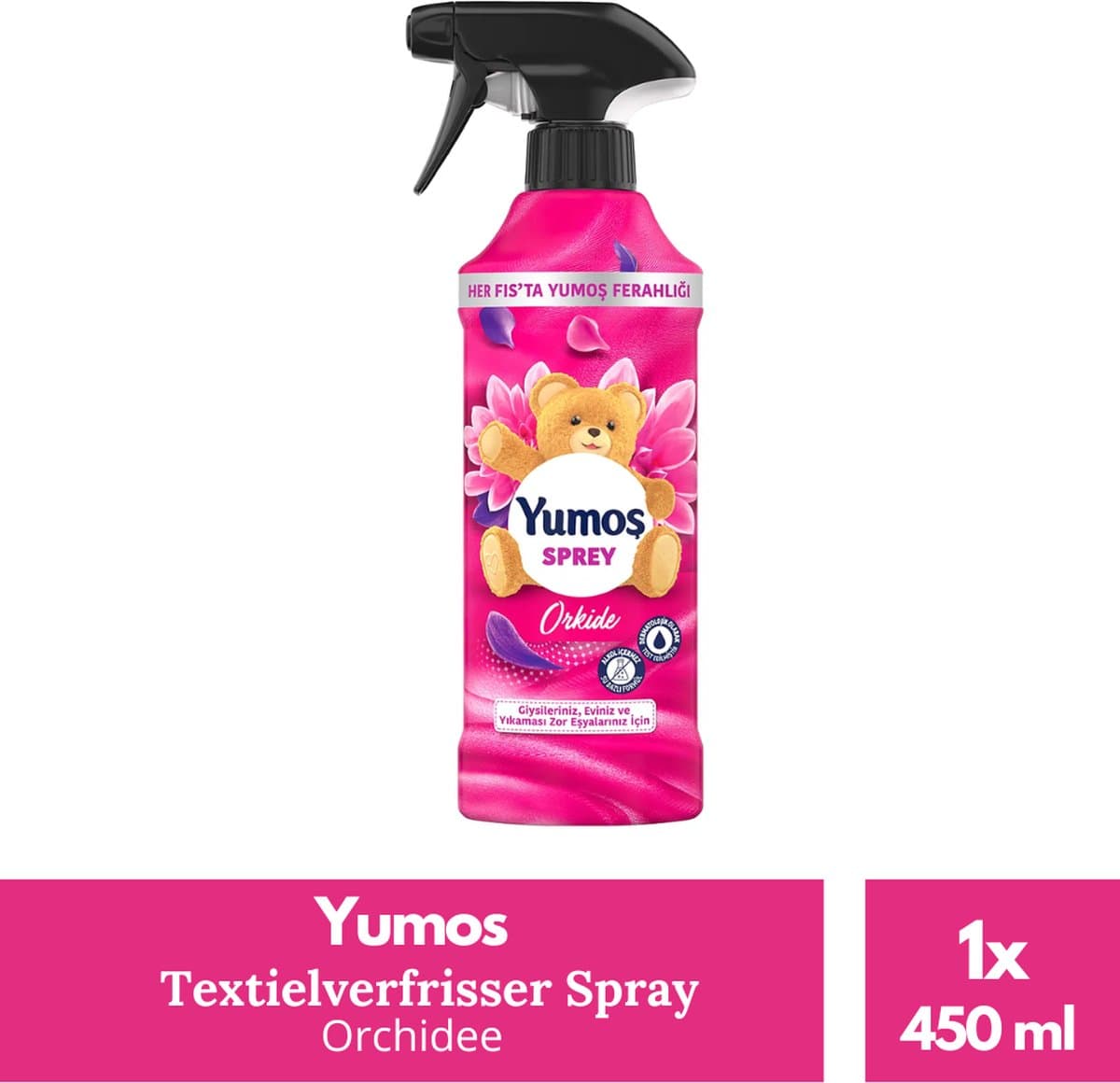 Yumos Textielverfrisser Orchidee textielspray verwijdert geuren en laat een frisse geur achter - 1x 450ml — afbeelding 1