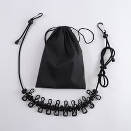 Intrekbare draagbare waslijn voor op reis, waslijn met 12 wasklemmen, voor binnenwasdrooglijn, buitenkampeeraccessoires - zwart - 1.8m — thumbnail 1