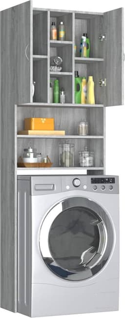 Wasmachine ombouw - Kast - Opbouwmeubel - Verhoger - Wasmachine meubel - Opbergkast - Hout - Grijs Sonoma — thumbnail 1