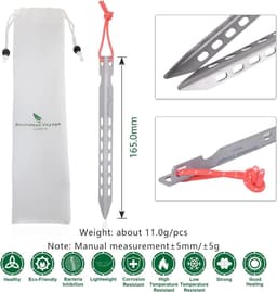 Ultralichte Tent Nagels - Campingtent Stakes voor buiten - Draagbare Haringen Tentpalen - 12 Stuks — thumbnail 3