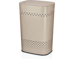 Wasmand, Met Zitdeksel, 60 L, RVS met Poedercoating, Beige - Kela | Malaga