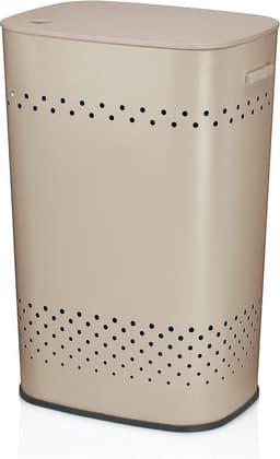 Wasmand, Met Zitdeksel, 60 L, RVS met Poedercoating, Beige - Kela | Malaga — thumbnail 1