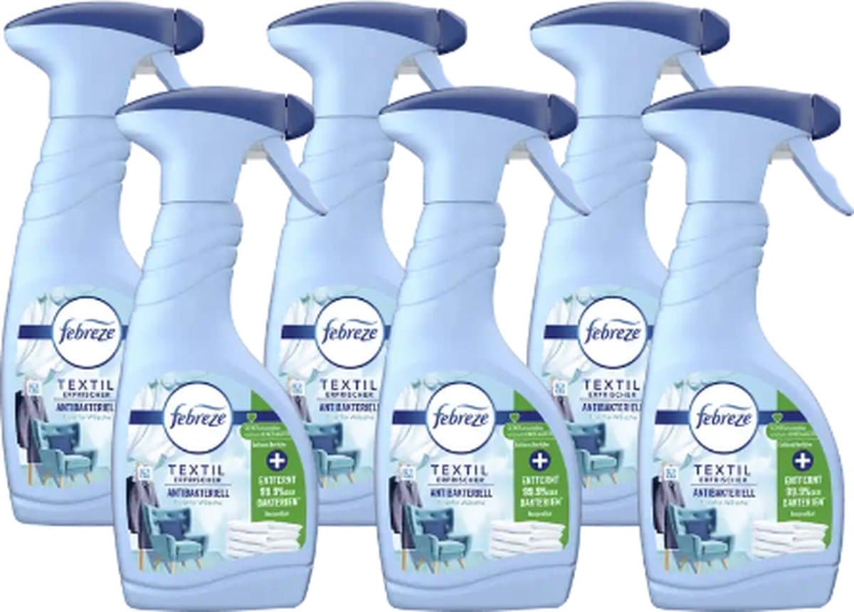 Lenor Febreze Textielverfrisser Spray - VOORDEELVERPAKKING - Anti-Bacterieel - | 6x 500ml | Verwijdert alle bacteriën — afbeelding 1