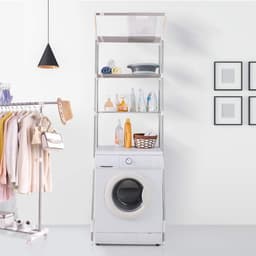Wasruimte Plank - 3 Tier Over Wasmachine Opslag - Badkamer Organisatie Ruimtebesparende Rekken - Ivoor Wasmachine rek — thumbnail 1