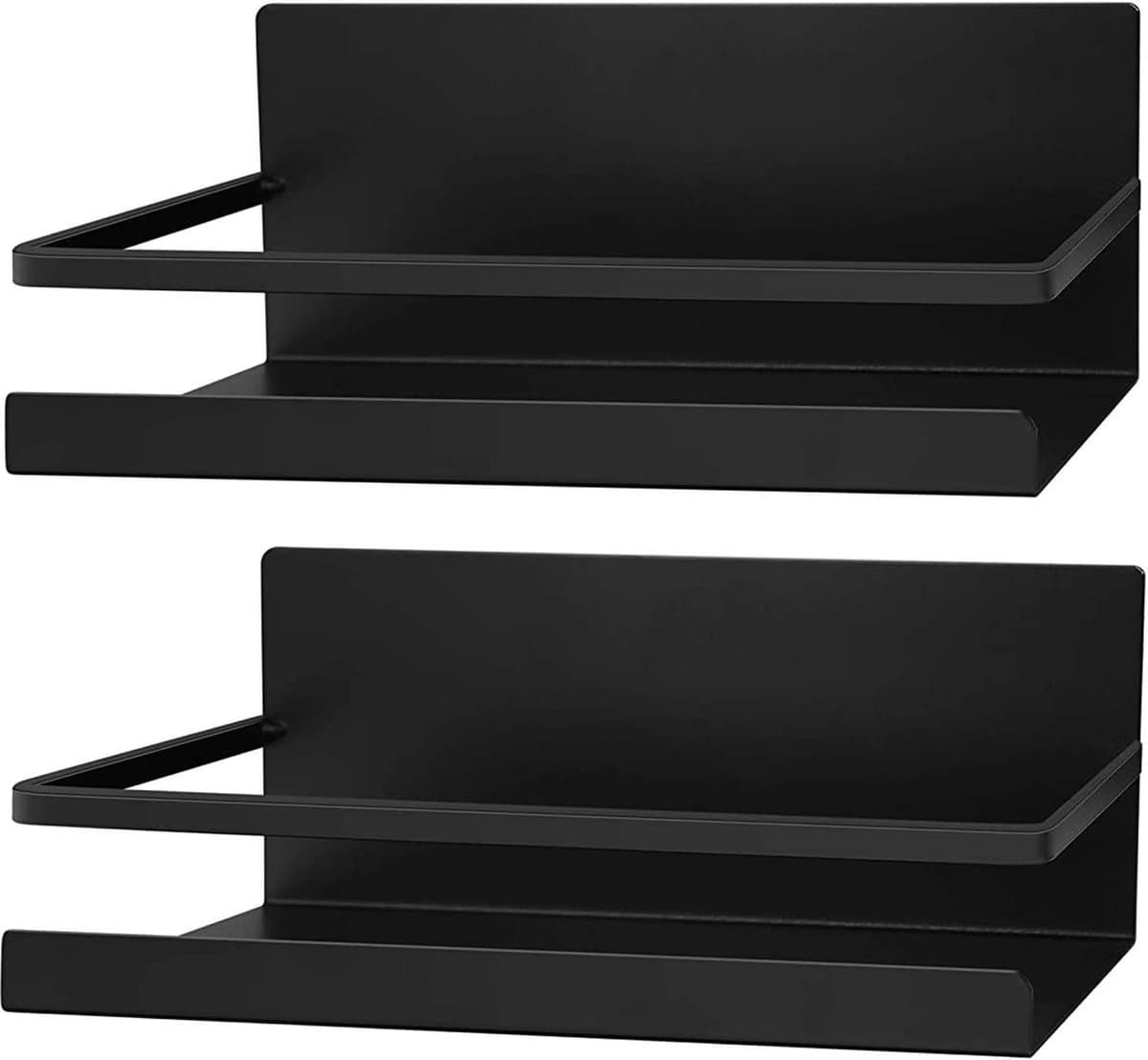 Koelkastrek hangrek magneet kruidenrek met plank keukenrek zwart - 2 stuks Wasmachine rek — afbeelding 1