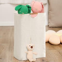 Wasmand - Met handvaten - Duurzaam - Opvouwbare Mand Vuile Was - Wassen - Huishouden - Wasmanden - Wassorteerder - Eenvoudig - Opbergmand - Vuile Klerenmand - Organizer Kleding - wit - 30*30*40cm - Oxford — thumbnail 2