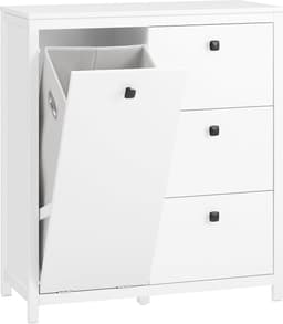 Droogkast met uitklapbare waszakken - Wit - 80x90x35 cm - Badkamerkast voor wasgoed — thumbnail 1
