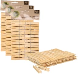 Wasknijpers - 180x - bamboe hout - 7 cm - wasspelden - knijpers - was ophangen — thumbnail 1